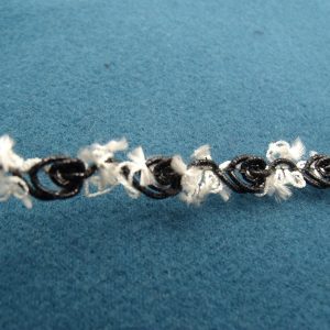 ruban fantaisie motif fleur noir et blanc