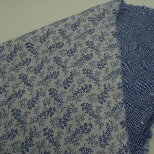 tissu coton imprimé réversible bleu