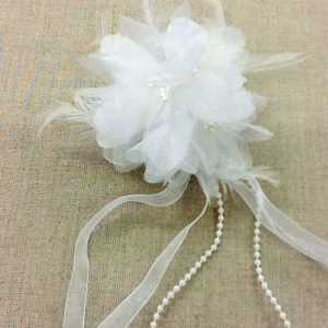 FLEUR/BROCHE BLANCHE ORGANZA & SATIN