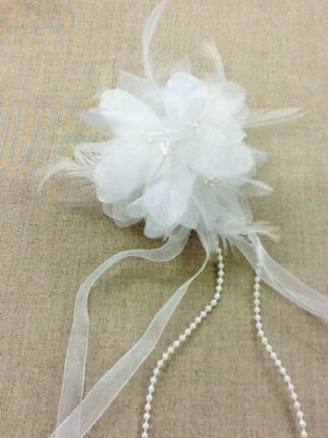 FLEUR/BROCHE BLANCHE ORGANZA & SATIN