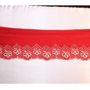 dentelle de calais jersey rouge surbrodé blanc 12 cm