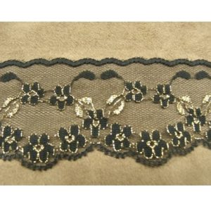 DENTELLE DE CALAIS noir & or 5 cm
