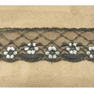 DENTELLE DE CALAIS noir et argent 3 cm