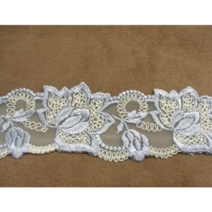 DENTELLE DE CALAIS STRETCH bleu ciel et blanche 5 cm