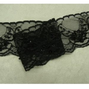 DENTELLE PERLE/ paillette noire 5,5 cm