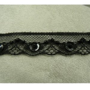 DENTELLE PERLE/ paillette noire 1.5 cm