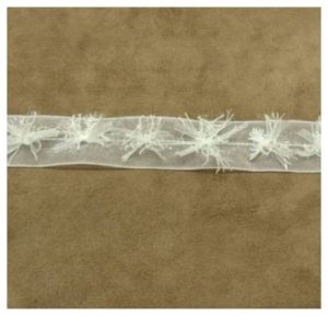 Ruban Organza Motif Fleur En Relief 25 mm