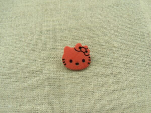 Boutons décoratifs enfant - TETE DE CHAT A FLEUR ROUGE