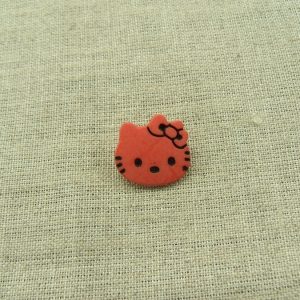 Boutons décoratifs enfant - TETE DE CHAT A FLEUR ROUGE