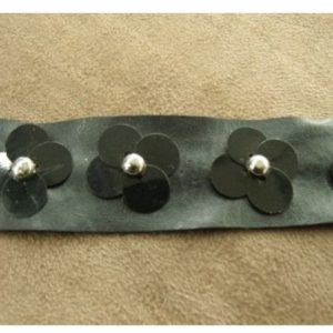 Ruban Simili Cuir /Skai En Sequin Avec Fleurs 25 mm