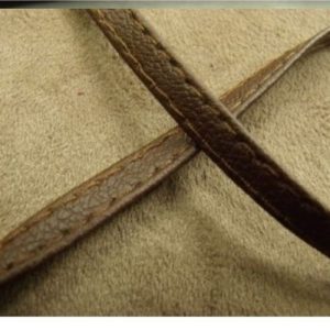 Ruban Simili Cuir/ Skai Marron Cousu 6 mm
