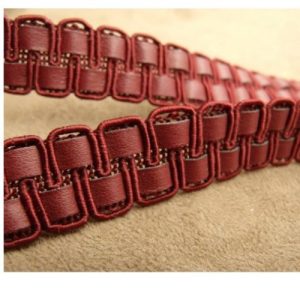 Ruban Simili Cuir / Skai Bordeaux Sur 2 Rangées 20 mm