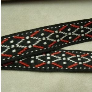 Sangle Polyester Multicolore 30 mm Laniere Rouge Blanc Sur Fond Noir