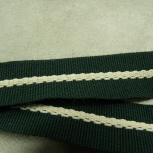 Déstockage Sangle Polyester Lanière Blanche sur Fond Vert 20 mm – Au mètre, lot 5 m ou 20 m