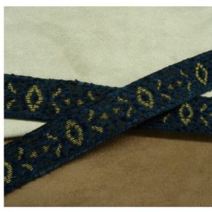 Ruban Tissé Fond Marine Et Lurex or 25 mm