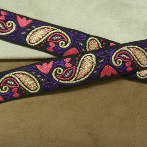 Ruban Tissé Fond Violet Et Lurex Or 25 mm