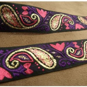 Ruban Tissé Rose Fuschia Et Violet 25 mm