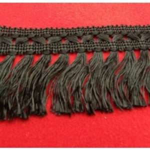 Frange Macramé Et Pompon Noire 70 mm DE LARGEUR