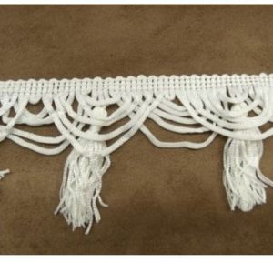 Ruban Frange Blanc Pompon Polyester 60 mm