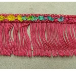 Ruban Frange Polyester Fleurs Multicolore 45 mm