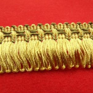 Ruban Frange Vert Jaune Et Or Viscose 30 mm