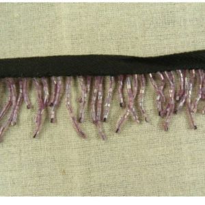 RUBAN FRANGE PERLES ROCAILLE PARME,HAUTEUR TOTALE 45 mm