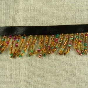 RUBAN FRANGE PERLES ROCAILLE Orangé 30 mm