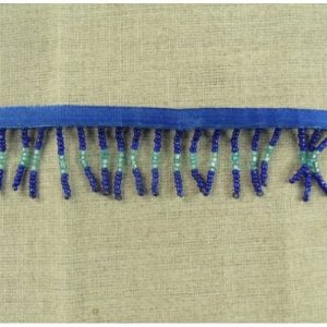 RUBAN FRANGE PERLES ROCAILLE BLEU 35 mm