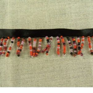 RUBAN FRANGE PERLES ROCAILLE orangé / rosé 25 mm