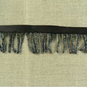 ruban frange perlé rocaille gris anthracite HAUTEUR TOTALE 30 mm