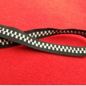 ruban gros grain noir et lurex argent 12 mm