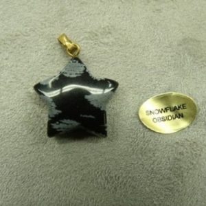 PENDENTIF ETOILE-SNOWFLAKE OBSIDIAN,LARGEUR: 2 cm / EPAISSEUR: 5 mm