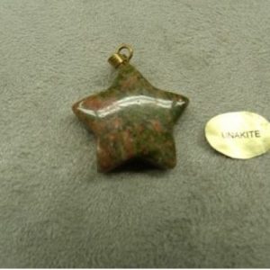 PENDENTIF ETOILE-UNAKITE,LARGEUR: 2 cm / EPAISSEUR: 5 mm
