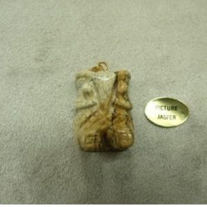 PENDENTIF MOTIF CHOUETTE PICTURE JASPER ,HAUTEUR 2cm / LARGEUR: 1,5 cm/ EPAISSEUR: 1,5 cm
