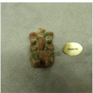 PENDENTIF MOTIF CHOUETTE- UNAKITE,HAUTEUR 2cm / LARGEUR: 1,5 cm/ EPAISSEUR: 1,5 cm