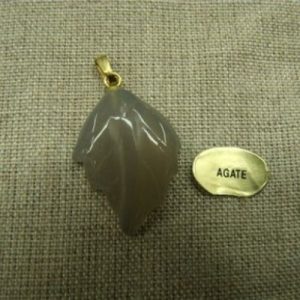 PENDENTIF MOTIF FEUILLE-AGATE,HAUTEUR: 2,5 cm / LARGEUR:2 cm / EPAISSEUR: 3 mm