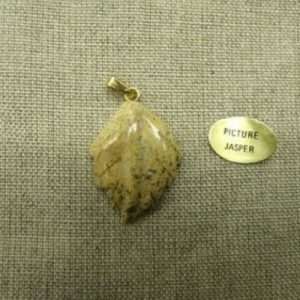 PENDENTIF MOTIF FEUILLE- PICTURE JASPER,HAUTEUR: 2,5 cm / LARGEUR:2 cm / EPAISSEUR: 3 mm