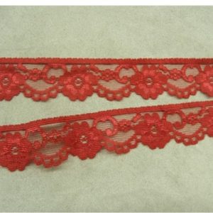 dentelle calais rouge bordure festonnée motif fleurs 3 cm