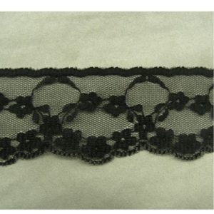 DENTELLE DE CALAIS fine noire brodée sur tulle dentelé sur une bordure 5 cm