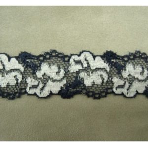 DENTELLE DE CALAIS stretch bleu et blanc 2,5 cm