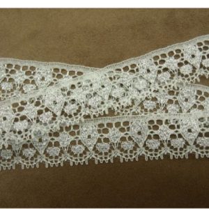 FINE DENTELLE DE CALAIS blanche et lurex argent 2,5 cm