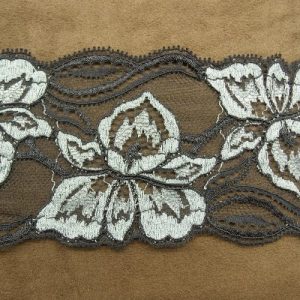 DENTELLE DE CALAIS STRETCH gris et bleu 9 cm