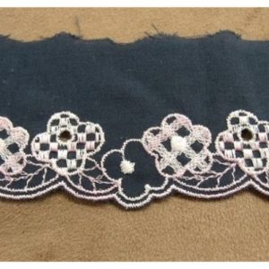 Dentelle de calais marine et blanche coton largeur 5 cm / hauteur 2,5 cm