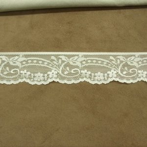 FINE DENTELLE DE CALAIS champagne brodée sur tulle 4 cm