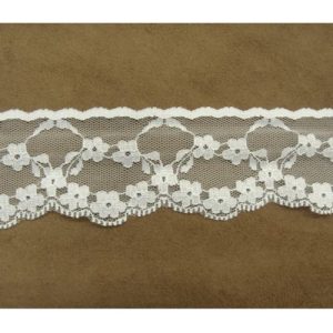 fine dentelle de calais blanche brodée sur tulle 5 cm