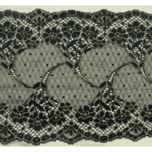 DENTELLE DE CALAIS stretch marine surbrodé or plumetis centrale dentelé sur les deux bordures 20 cm