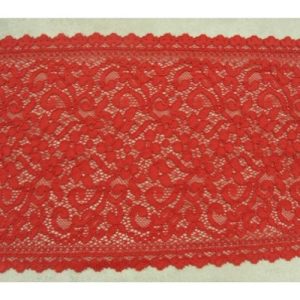 DENTELLE DE CALAIS stretch rouge surbrodée 17 cm