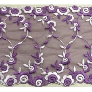 DENTELLE DE CALAIS violet et blanche 17 cm