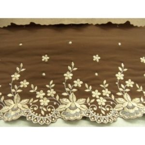 DENTELLE DE CALAIS stretch marron 15 cm