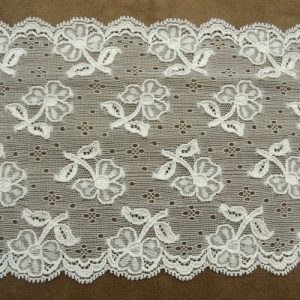 DENTELLE DE CALAIS stretch surbrodée blanche 15 cm